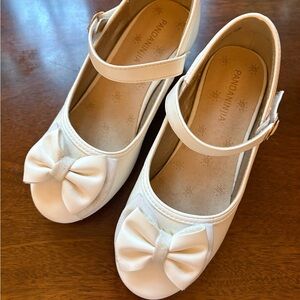 White Kids Dress Shoes with Bow